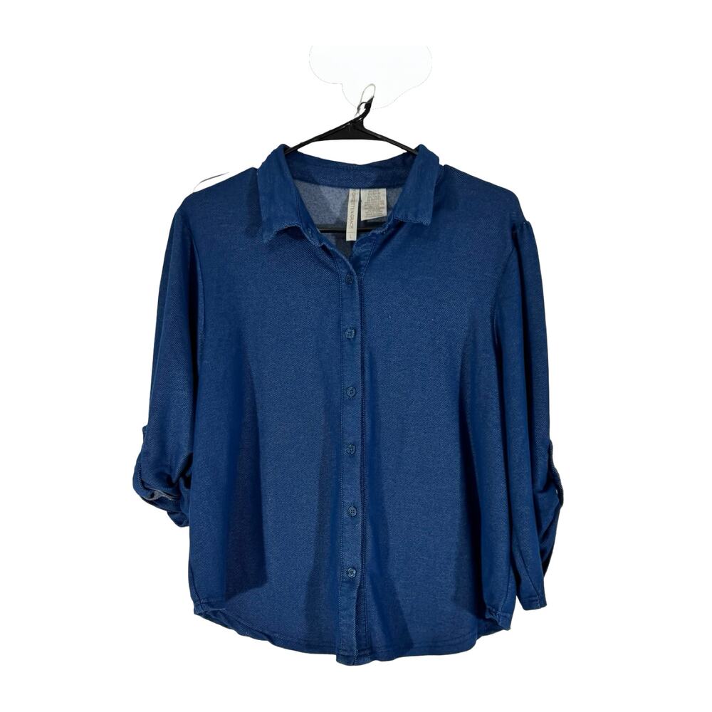 Forgotten Grace Womens Large Blue Blouse